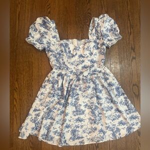 Floral Blue and White Dress